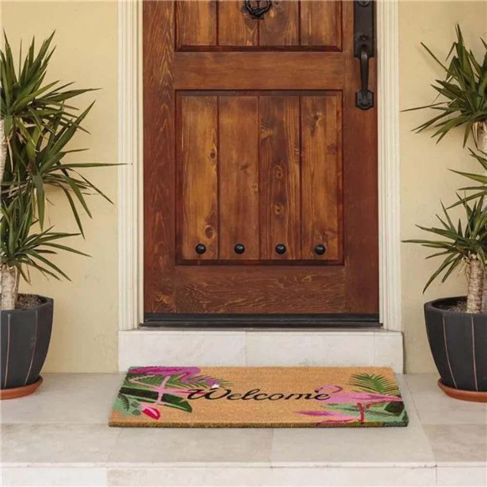 – Doormat | Flamingo Duo | All Weather Heavy Duty Mat | 100% Natural Coir Face